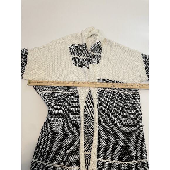 Lucky Brand Size M Blue Cream Long Cardigan Sweater Western Boho Aztec - Picture 5 of 6